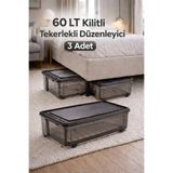 Loremp 60 LT Tekerlekli Kilitli 3 Adet Saklama Kutusu Depolama Düzenleyici