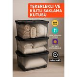 Loremp 80 Lt Büyük Boy Saklama Kutusu Kapaklı Plastik Organizer – Kamp Ekipmanları Depolama Kabı 3 Adet - Standart - Renkli Beyaz