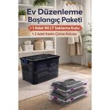 Loremp 80 Lt Tekerlekli Antrasit Kilitli Saklama Kutusu 1 Adet + 2 Adet Kadın Çizme Kutusu Düzenleyici - Standart - Renkli