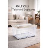 Loremp 90 Lt Tekerlekli Kilitli Saklama Kutusu 1 Adet Depolama - Standart - Renkli Beyaz