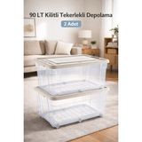 Loremp 90 Lt Tekerlekli Saklama Kutusu 2 Adet Depolama Düzenleyici - Standart - 001-Renkli