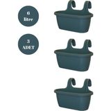 Loremp Askılı Balkon Saksısı Bahçe Saksısı Orta Boy Saksı 6 Litre 3 Adet 37X27X25 - Şeffaf