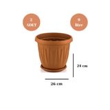 Loremp Balkon Saksı Bahçe Saksısı Büyük Boy Yuvarlak Saksı ve Altlığı 9 Litre 2 Adet 26x24