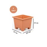 Loremp Balkon Saksı Bahçe Saksısı Küçük Boy Kare Saksı 7 Litre 3 Adet 19x25x25