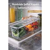 Loremp Buzdolabı Şeffaf Kapaklı Saklama Kutusu | Kapaklı Organizer | Sebze Meyve Düzenleyici - Standart - Renkli Beyaz