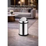 Loremp Döner Kapaklı Çöp Kutusu 11 Lt Paslanmaz Çelik | Mutfak Banyo Ofis Metal Çöp Kovası - 0,1 L - 001-Renkli