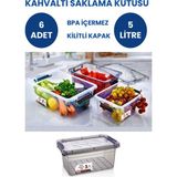 Loremp Kahvaltı Saklama Kabı Saklama Kutusu Kahvaltılık Kilitli Saklama Kutusu 6 Adet 5 Lt Bpa Free - Şeffaf
