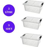 Loremp Kilitli Saklama Kutusu 3 Adet Oyuncak Kutusu Saklama Kabı 5 Lt 30X20X13 - Standart - Renkli Beyaz