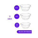 Loremp Şeffaf Badya Leğen Ölçek Göstergeli 3 Adet (15 LT - 9 LT - 4,5 LT)