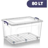 Loremp Tekerlekli Kilitli Saklama Kutusu 80 Litre 1 Adet Tekerlekli Saklama Kabı - Standart - Renkli