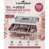 Lorempbox 12 L 4 Gözlü Makyaj ve Bakım Organizer Kutusu – Çıkarılabilir Taşıma Tepsili, Kilitli Kozmetik Düzenleyici