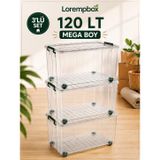 Lorempbox 120 LT Mega Boy 3 lü Set Tekerlekli Saklama Kutusu | Düzenleyici, Çok Amaçlı