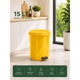 Lorempbox 15 Lt Pedallı Plastik Çöp Kovası Dayanıklı, Hijyenik Ev & Ofis Çöp Kutusu Sarı