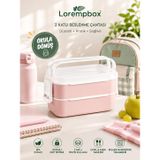 Lorempbox 2 Katlı Beslenme Çantası Çatal Kaşık Setli BPA İçermez | Depolama Çözümü