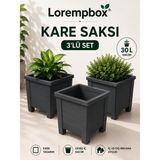 Lorempbox 30 L Kare Saksı 3'lü Set Gri - Çok Renkli