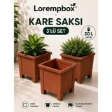 Lorempbox 30 L Kare Saksı 3'lü Set Kiremit Rengi - Çok Renkli