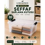 Lorempbox 30 Lt Tekerlekli Şeffaf Saklama Kutusu | Kilitli Kapaklı Plastik Düzenleme Kutusu | Çok Amaçlı Depolama Organizeri | Tek Adet