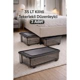 LOREMPBOX 35 LT Saklama Kutusu Tekerlekli Kilitli Baza Altı Saklama 3 Adet