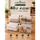 Lorempbox 40 L Tekerlekli Kilitli Saklama Kutusu 4’lü Set Şeffaf | Depolama, Çok Amaçlı