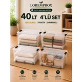 Lorempbox 40 L Tekerlekli Kilitli Saklama Kutusu 4’lü Set – Şeffaf, Istiflenebilir, Çok Amaçlı Düzenleme Kutusu