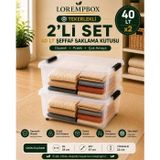 LOREMPBOX 40 LT Tekerlekli Şeffaf Saklama Kutusu 2’li Set