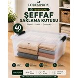 Lorempbox 40 Lt Tekerlekli Şeffaf Saklama Kutusu | Kilitli Kapaklı Plastik Düzenleme Kutusu | Çok Amaçlı Depolama Organizeri | Tek Adet