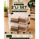 Lorempbox 60 Lt Tekerlekli Şeffaf Saklama Kutusu 2’li Set – Güçlü Kilit Sistemli Çok Amaçlı Düzenleme Kutusu