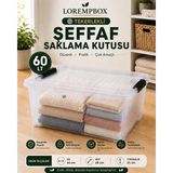 Lorempbox 60 Lt Tekerlekli Şeffaf Saklama Kutusu | Kilitli Kapaklı Plastik Düzenleme Kutusu | Çok Amaçlı Depolama Organizeri | Tek Adet