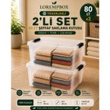 LOREMPBOX 80 LT Tekerlekli Şeffaf Saklama Kutusu 2’li Set | Depolama Çözümü