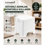 Lorempbox Kaydırmaz Tabanlı Plastik Tabure Beyaz | Oturma Birimi