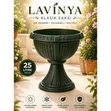 Lorempbox Lavinya Klasik Ayaklı Saksı 25 L Dekoratif Büyük Boy Plastik Bahçe, Balkon ve Teras Saksısı Yeşil