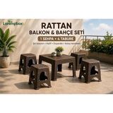 Lorempbox Rattan Balkon & Bahçe Seti 5 Parça – 1 Sehpa + 4 Tabure - Genel - Çok Renkli