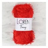 Loren 34053 RF025 Furry Kırmızı El Örgü İpi