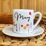 Loren Gift Bahar Huzuru Temalı Kişiye Özel Isimli Türk Kahvesi Fincanı – Porselen 90 ml - Renkli