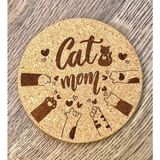 Loren Gift Cat Mom Baskılı Kedi Temalı Mantar Bardak Altlığı (1 Adet)