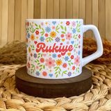 Loren Gift Çiçek Yağmuru Temalı Kişiye Özel Isimli Lüks Kupa - Porselen 250 ml - Renkli