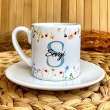 Loren Gift Çiçeklerin Dansı Temalı Kişiye Özel Isimli Türk Kahvesi Fincanı – Porselen 90 ml - Renkli