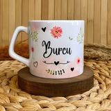 Loren Gift Düş Bahçesi Temalı Kişiye Özel Isimli Porselen Lüks Kupa 250 ml - Renkli