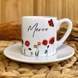 Loren Gift Kırmızı Düş Temalı Kişiye Özel Isimli Türk Kahvesi Fincanı – Porselen 90 ml - Renkli