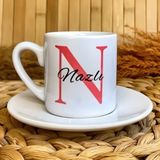 Loren Gift Kırmızı Harf Temalı Kişiye Özel Isimli Türk Kahvesi Fincanı – Porselen 90 ml - Renkli