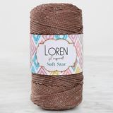 Loren Soft Star Makrome Ipi Gümüş Simli Kahverengi