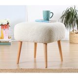 Lorence Home Lamberr Kürk Puf - Beyaz - .Yükseklik: 43cm Genişlik: 45cm Derinlik: 45cm
