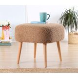 Lorence Home Lamberr Kürk Puf - Kahve - .Yükseklik: 43cm Genişlik: 45cm Derinlik: 45cm