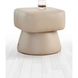 Lorence Home Loosca Deri Puf Bej - Yükseklik: 42cm Genişlik: 45cm Derinlik: 45cm