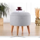Lorence Home Micup Puf - Gri - Yükseklik: 42cm Çap: 40
