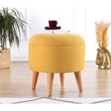 Lorence Home Micup Puf - Sarı - Yükseklik: 42cm Çap: 40