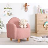 Lorence Home Moylo Modern Tasarımlı Pembe Çocuk Koltuğu Suni Kürk ve Kayın Ağacı Malzemeden