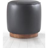 Lorence Home Nocbel Deri Puf Siyah - Yükseklik: 43cm Çap: 40cm