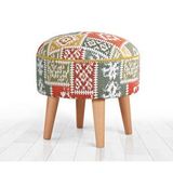 Lorence Home Rugrev Kilim Puf - Beyaz Çok Renkli