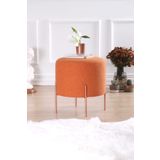 Lorence Home TY4442 Turuncu Yuvarlak Copper Puf